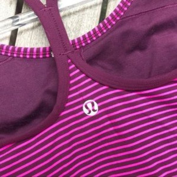 LULULEMON Pink Purple Striped Racer Back Tank Top - Picture 4 of 6